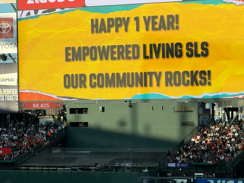 Team and community members at an event